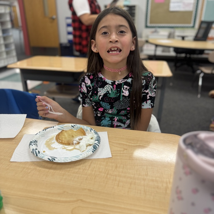 Student with pancake