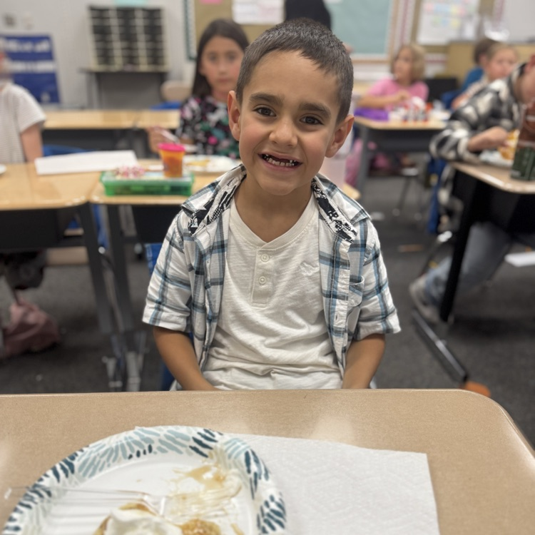 Student with pancake