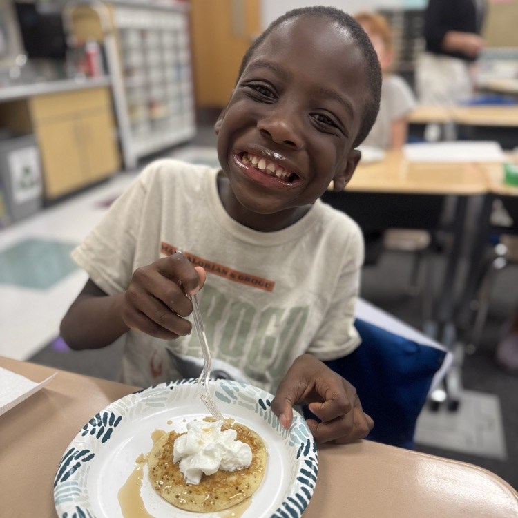Student with pancake