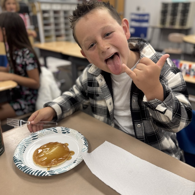 Student with pancake