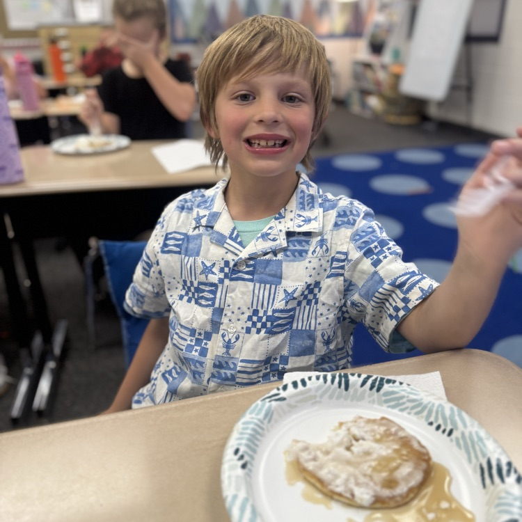 Student with pancake