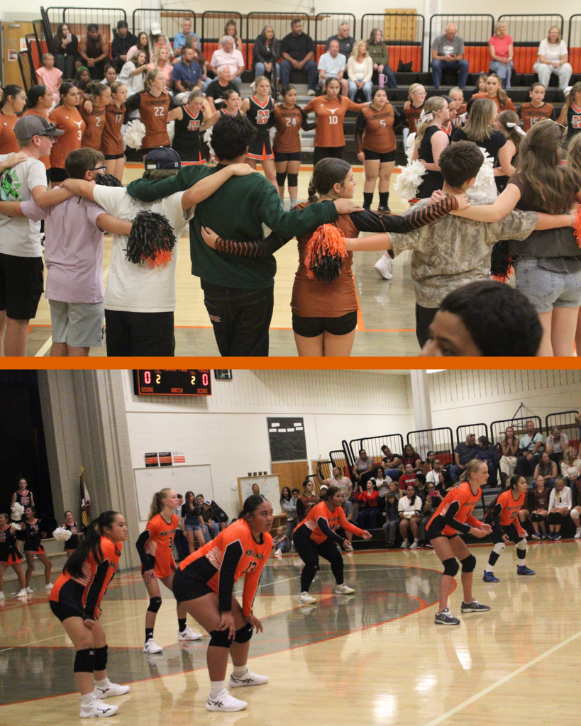 the volleyball team getting ready to play the game and the starting huddle