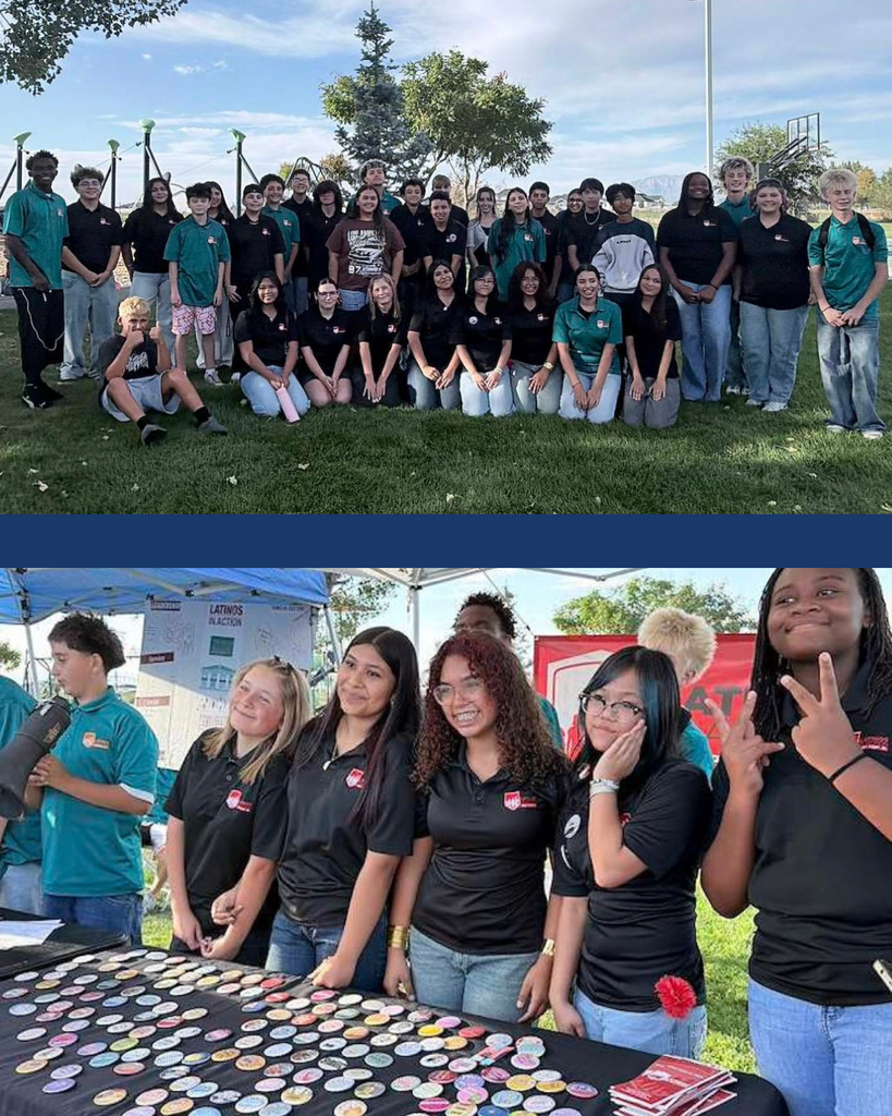 A collage of photos of members of Horizon Junior High and West Point Junior High Latinos In Action Students
