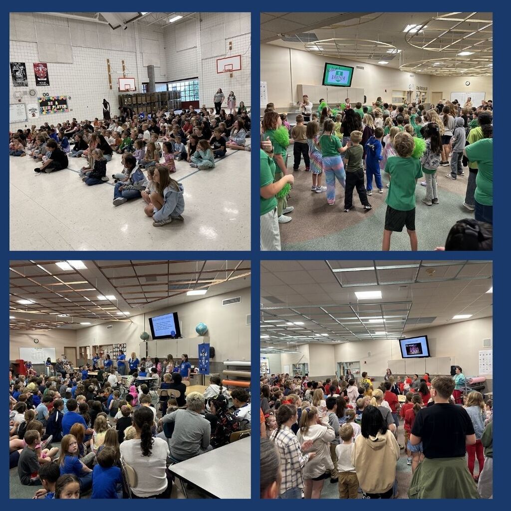 Students gather in their House Meetings wearing their House Colors of Black, Red, Green, and Blue.