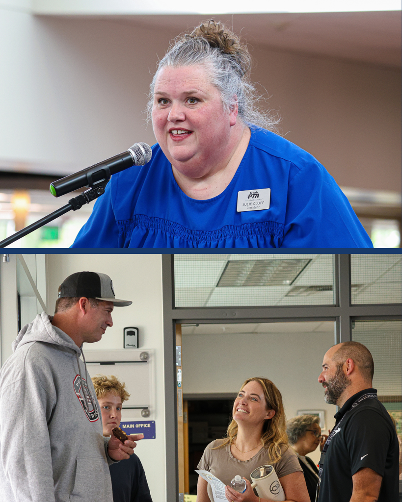 A collage of people talking at the Millcreek PTA National School of Excellence Awards Ceremony