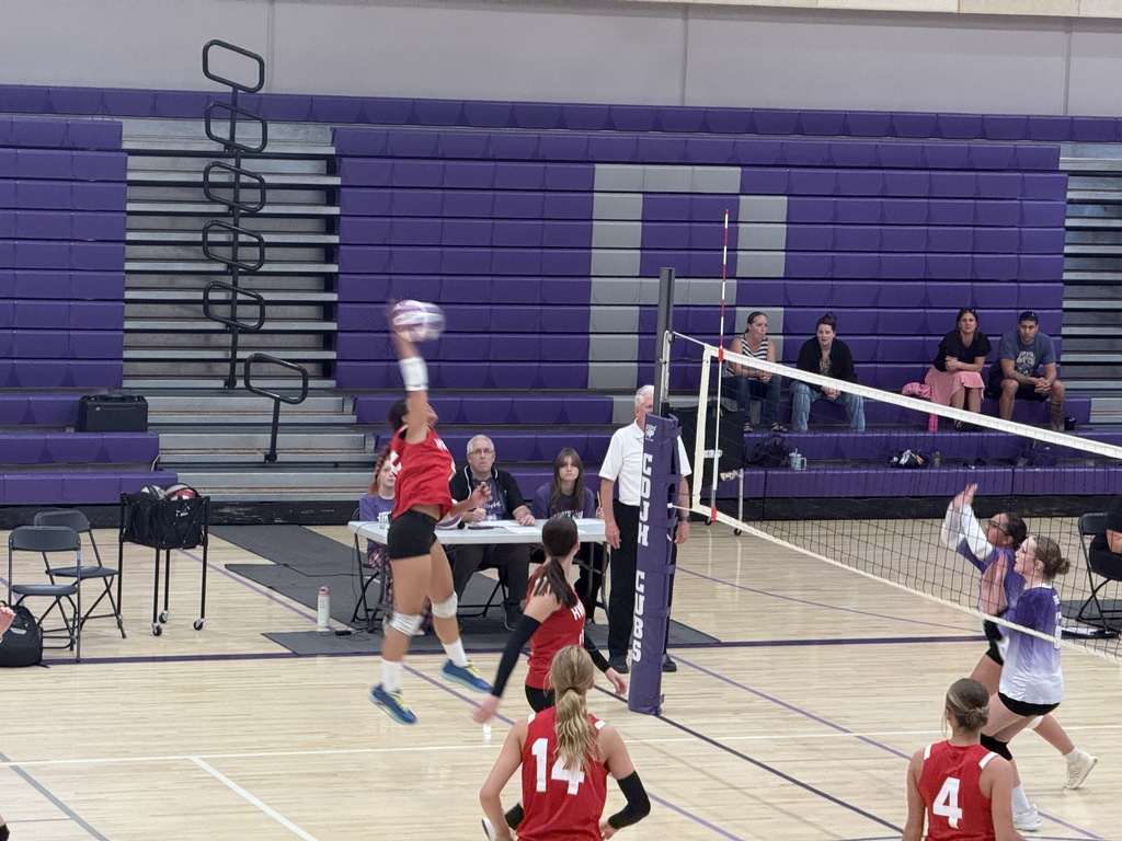 image of girl spiking a volleyball