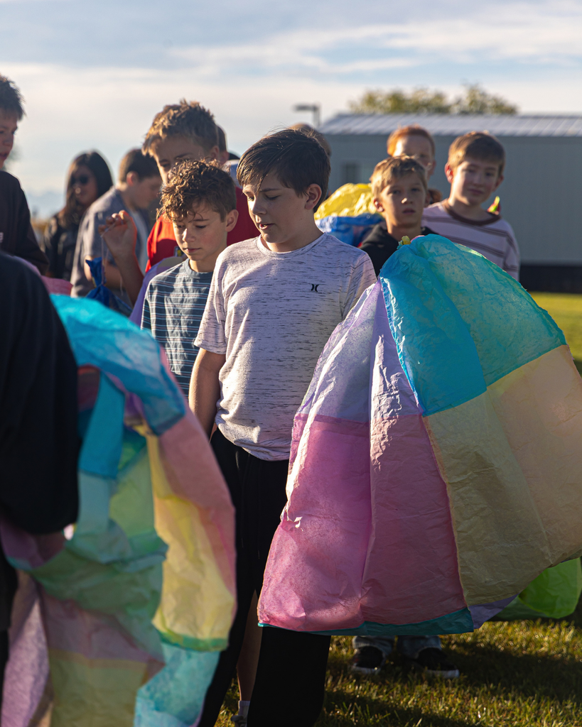 Students lined up to launch their hot air balloons.