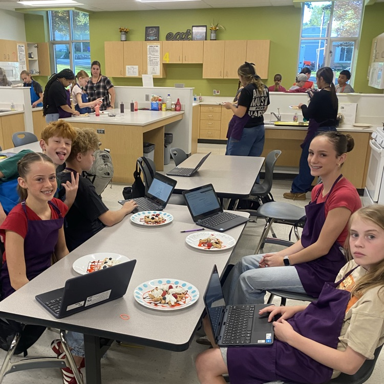 students eating waffles