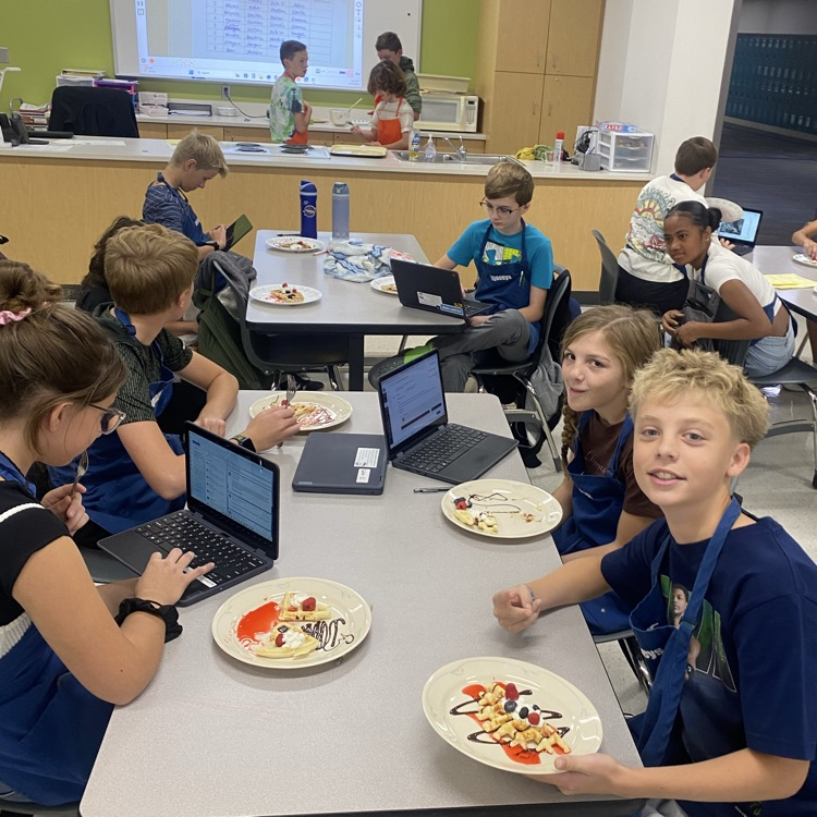 students eating waffles