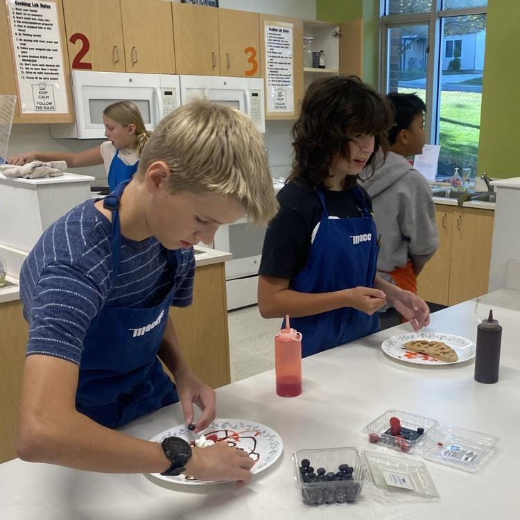 students eating waffles