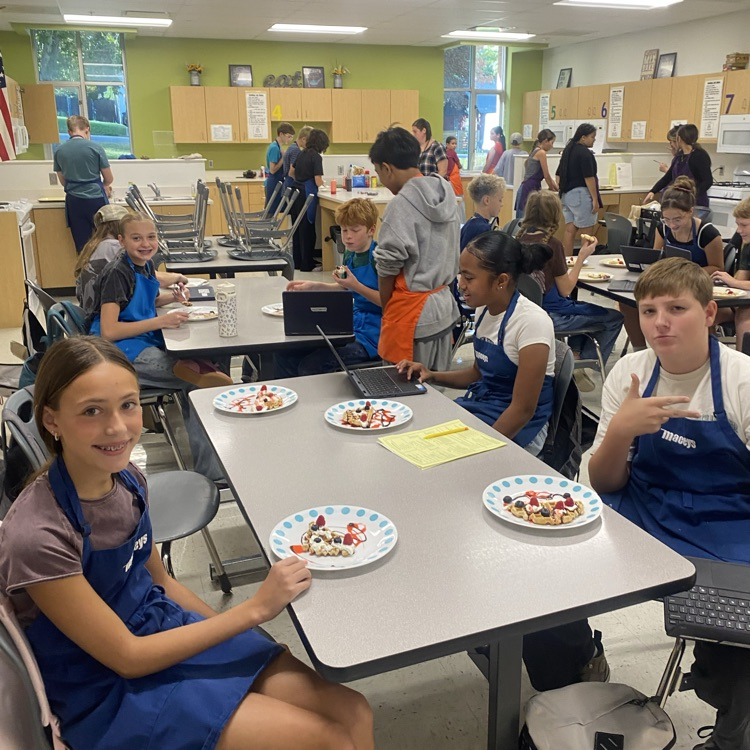 students eating waffles