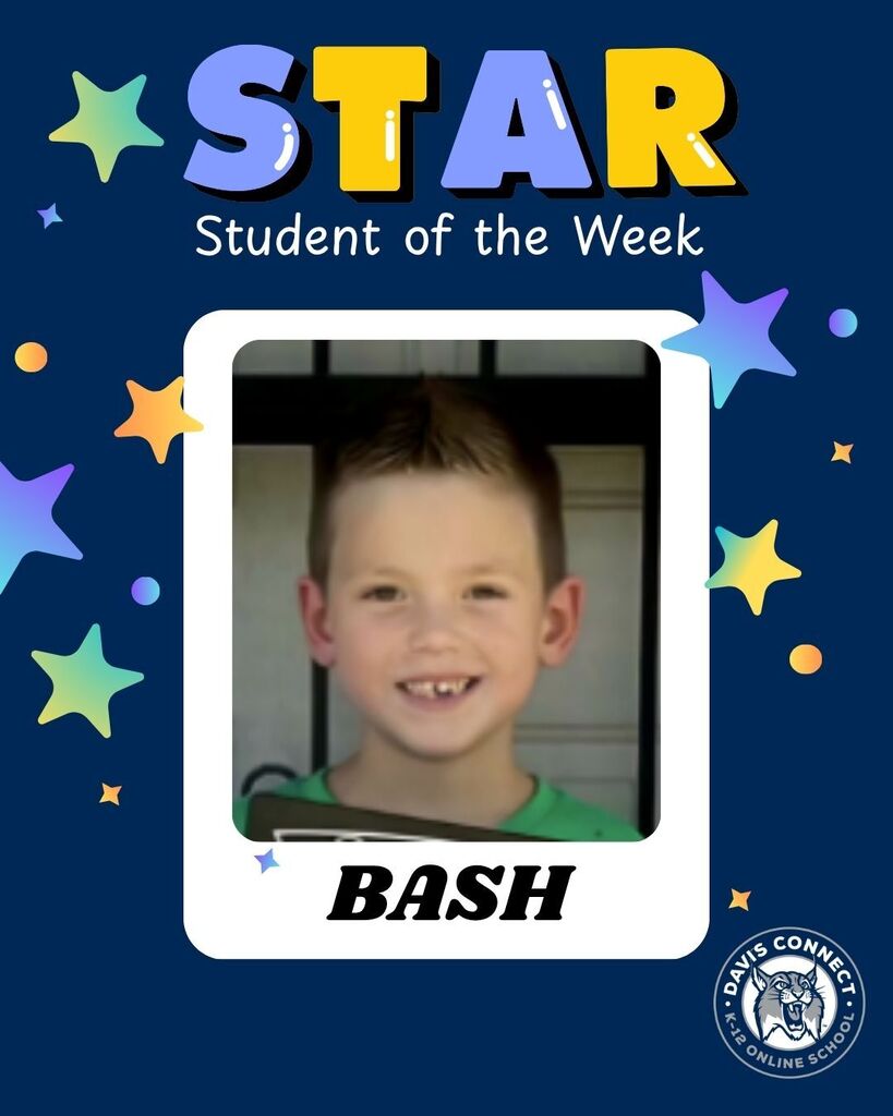 Photo showing Bash, the star student of the week.