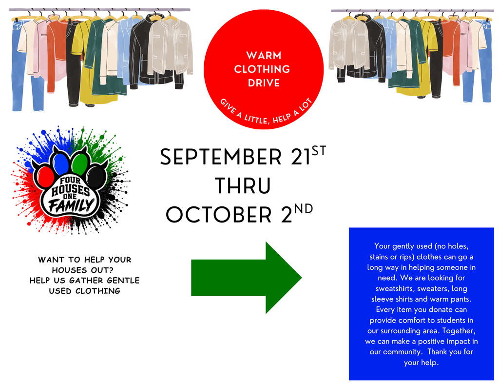 clothing drive september 21 through october 2