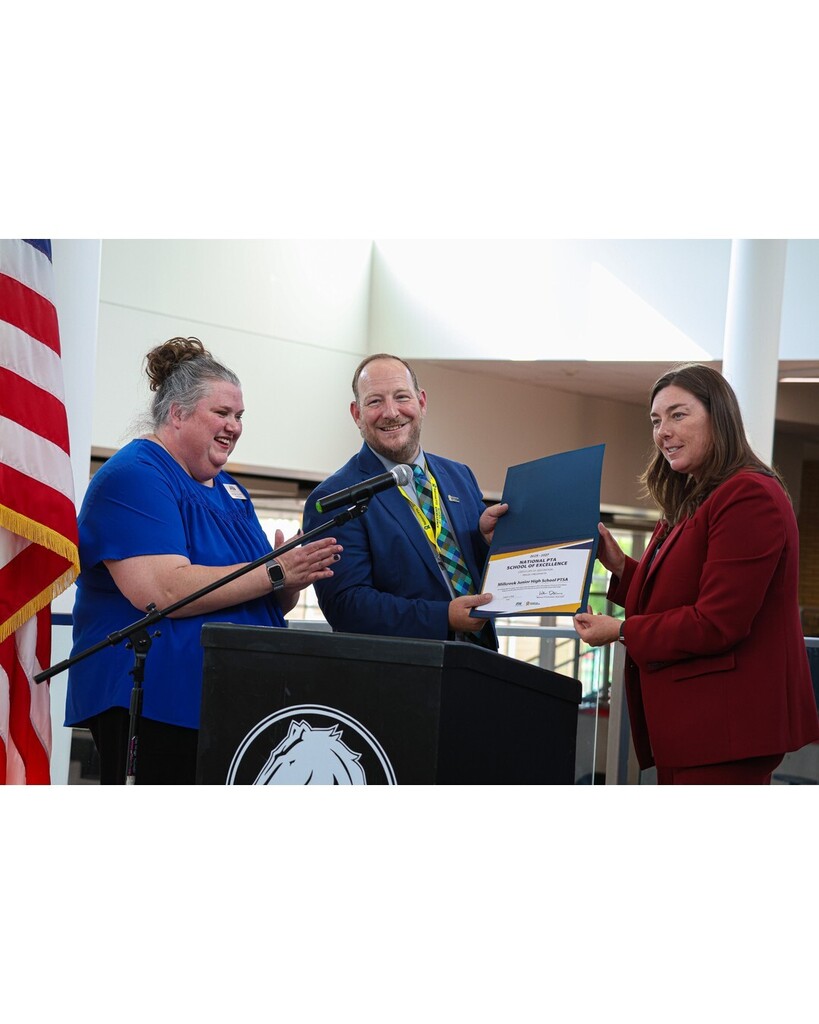 Principal Hansen receive National PTA School of Excellence Award for Millcreek Jr.