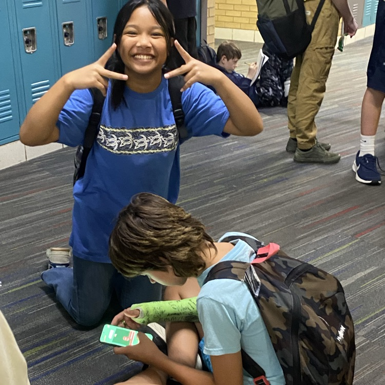 students in the hallway