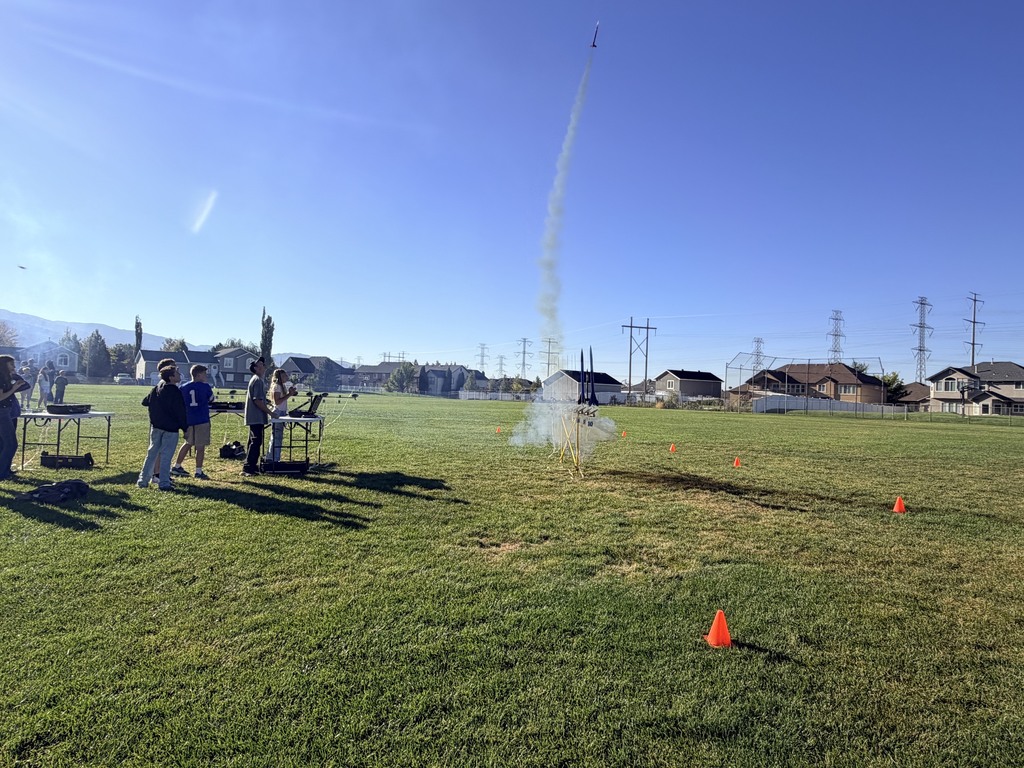 A rocket launches high into the air!