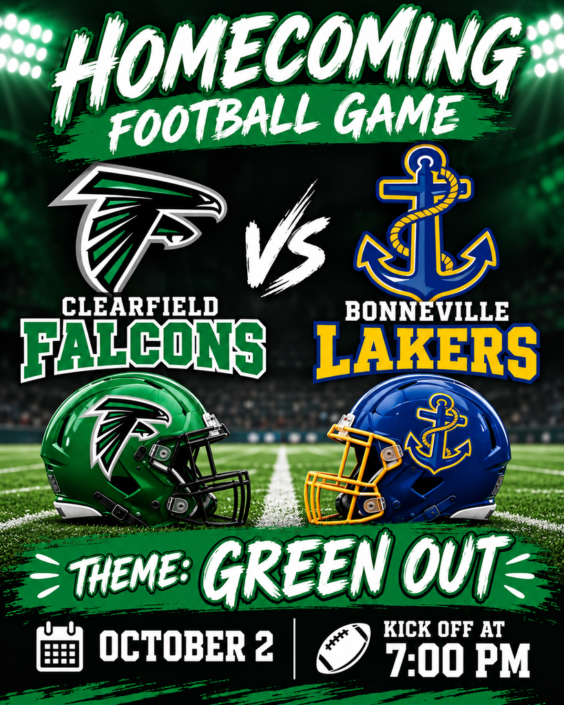 Homecoming Football Game, tonight October 2 at 7:00 pm.