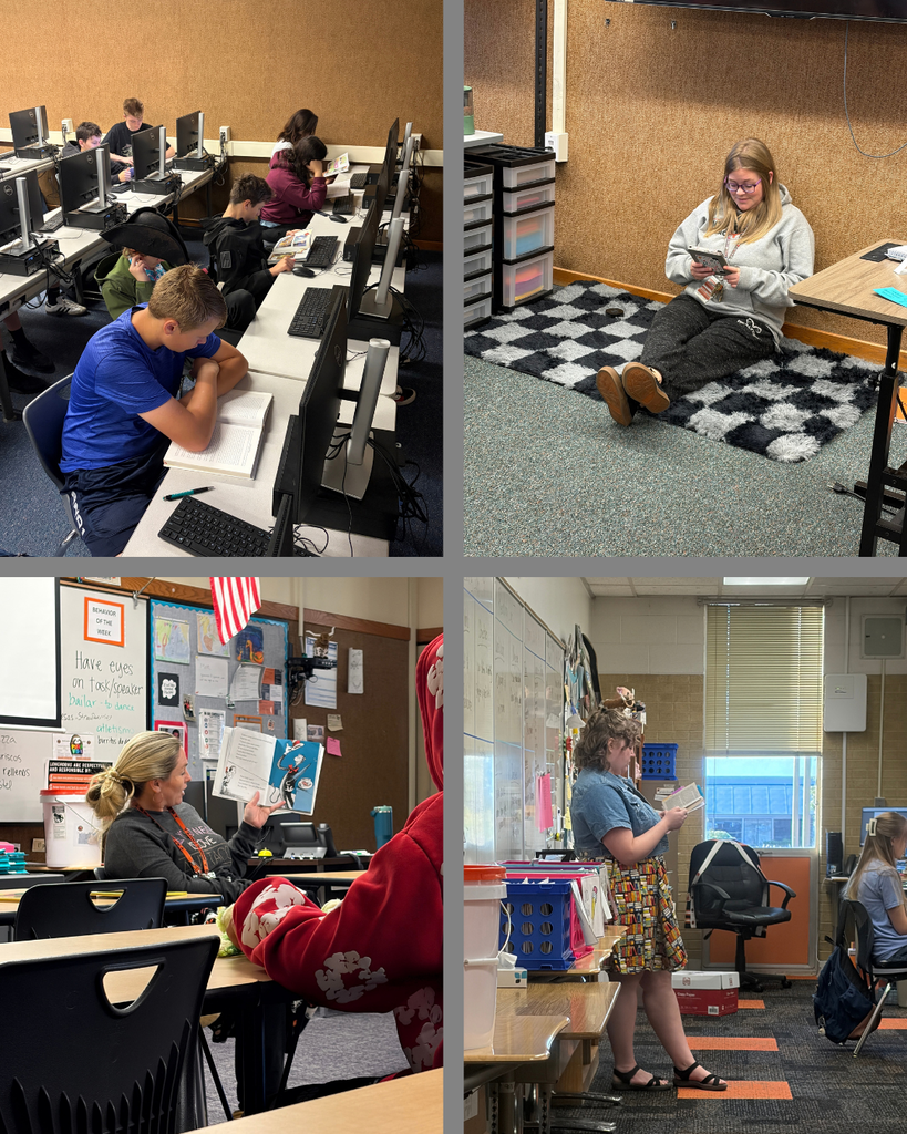 teachers and students reading during a read-a-thon