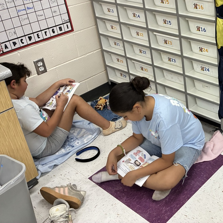 students reading