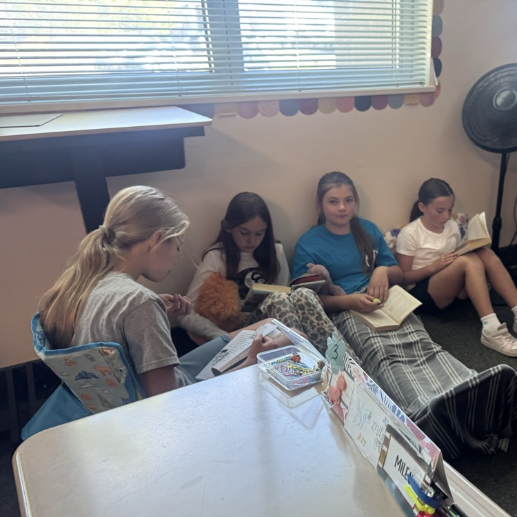 students reading