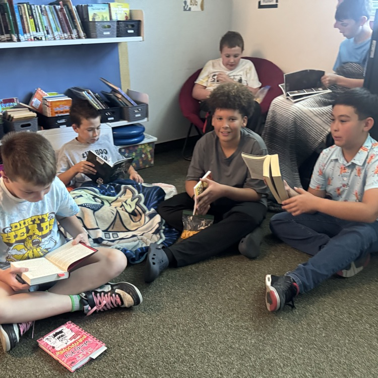 students reading