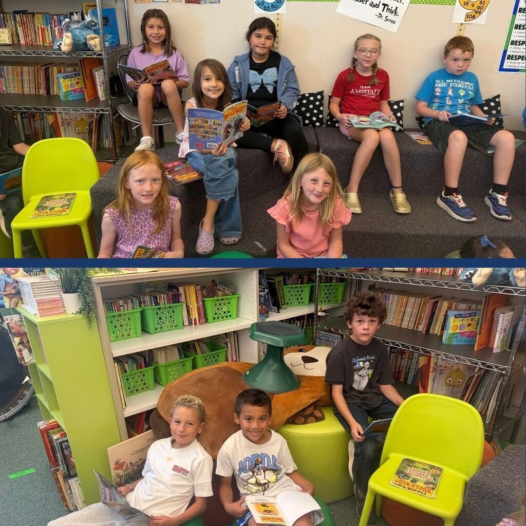 Students reading at a school wide Read-a-Thon.
