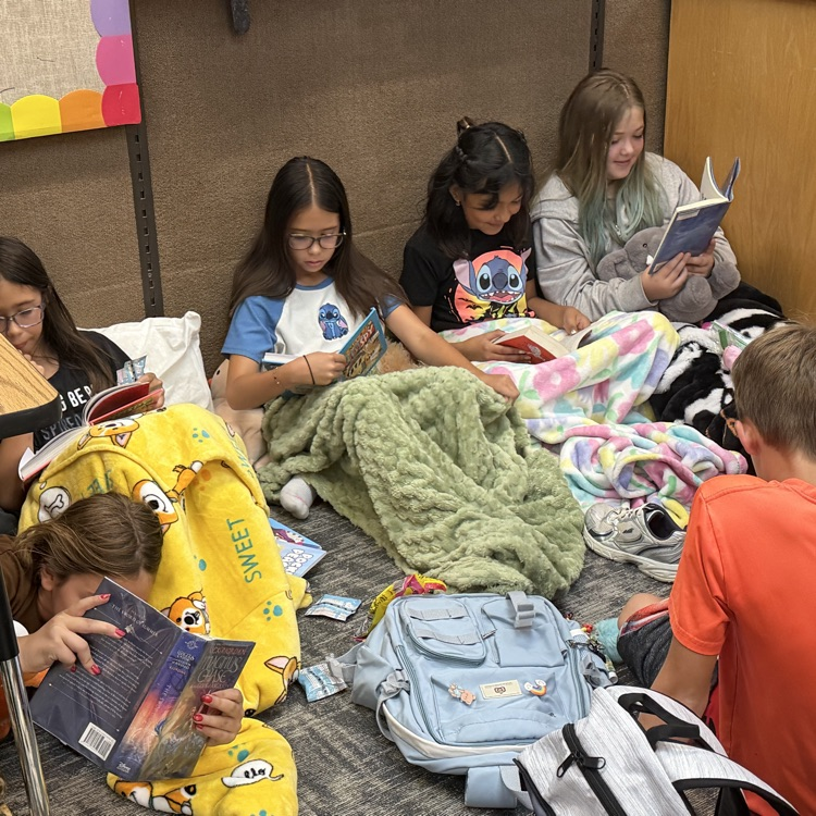 Students reading during the read-a-thon