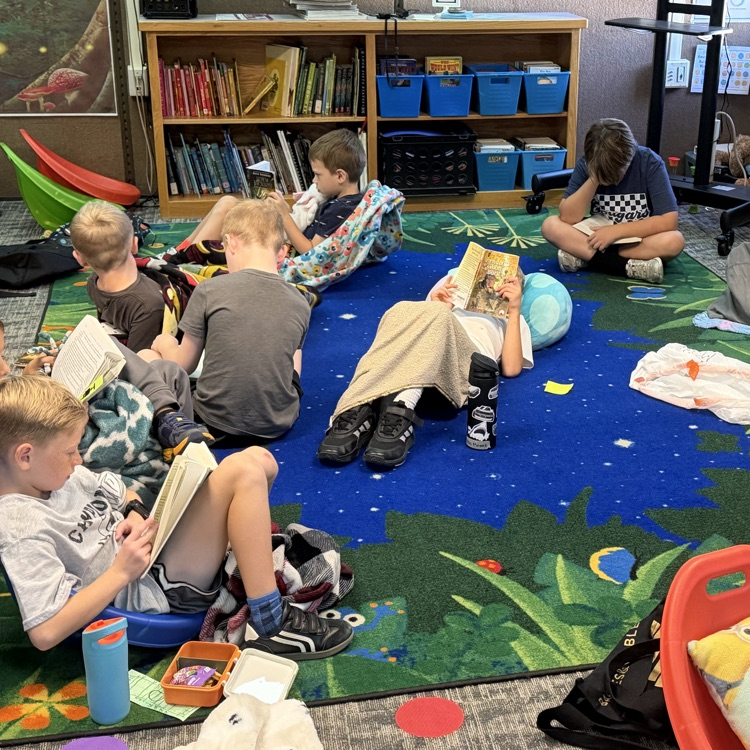 Students reading during the read-a-thon