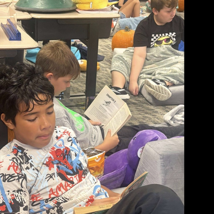 Students reading during the read-a-thon