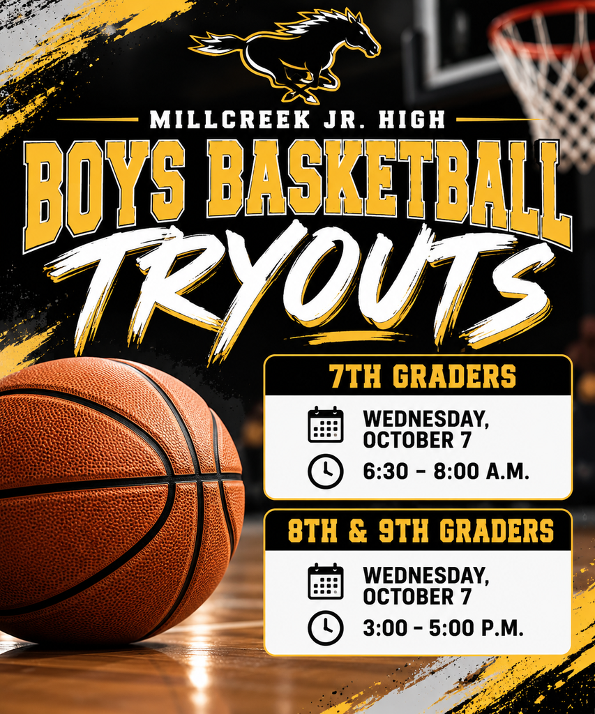 Boys basketball tryouts are this Wednesday, October 7th. 7th graders join us from 6:30 to 8:00 a.m. 8th and 9th graders join us from 3:00 to 5:00 p.m.