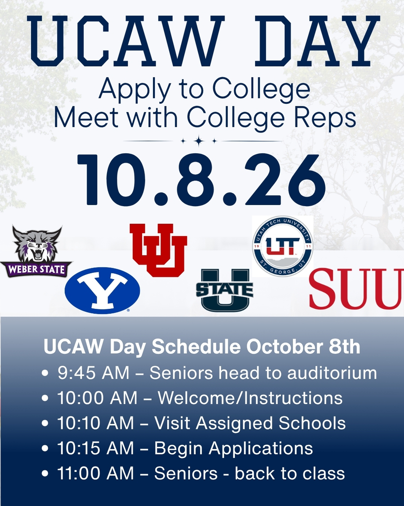UCAW Day! Seniors, meet with college reps and apply for college tomorrow, October 8th!