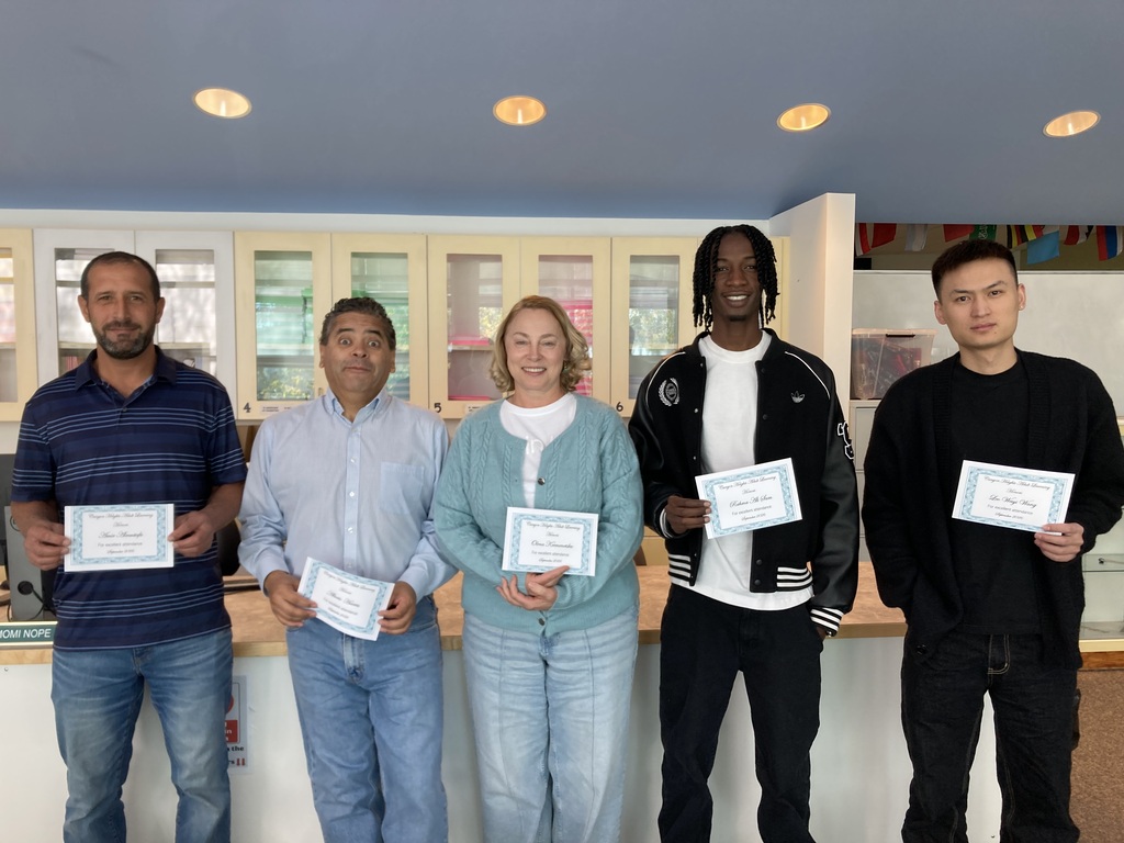 Int. and HBeg ESOL students who got 100% attendance in September.