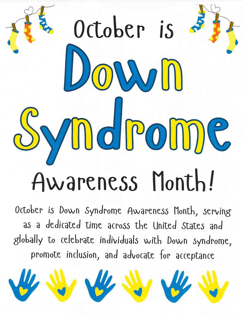 image of socks and handprints october is down syndrome awareness month! october is down syndrome awareness month, serving as a dedicated time across the united states and globally to celebrate individuals with down syndrome, promote inclusion, and advocate for acceptance.