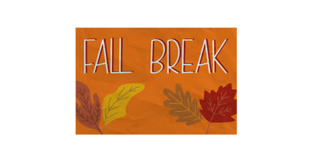 Fall Break image on orange background with fall leaves