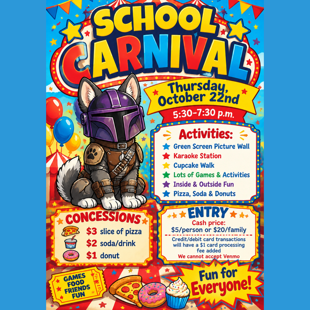 School Carnival - Thursday, October 22nd @ 5:30-7:30 pm