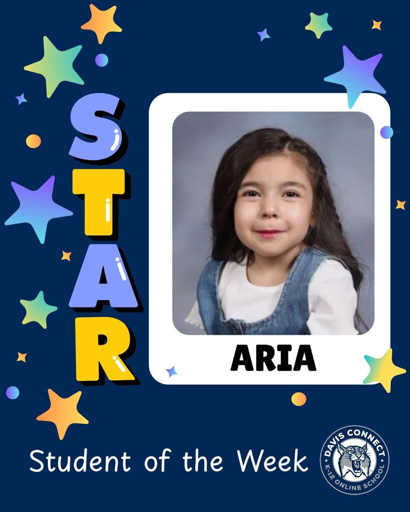 Photo of Aria. Text reads, "Star Student of the Week".