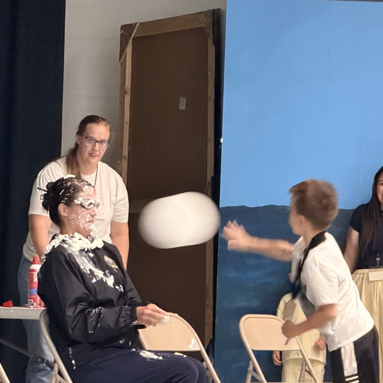 Mrs. Pomeroy being pied