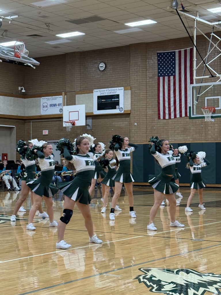Cheerleaders performing at the assembly today. 