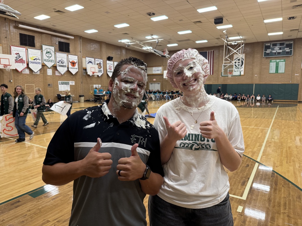 These two teachers also lost their game and got pies in the face. 