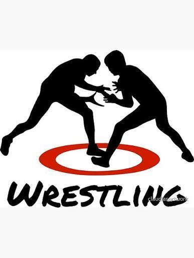 2 wrestlers clip art with red circle