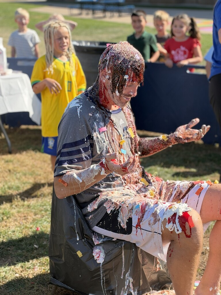 Nr. Nash outside being turned into an ice cream sundae.