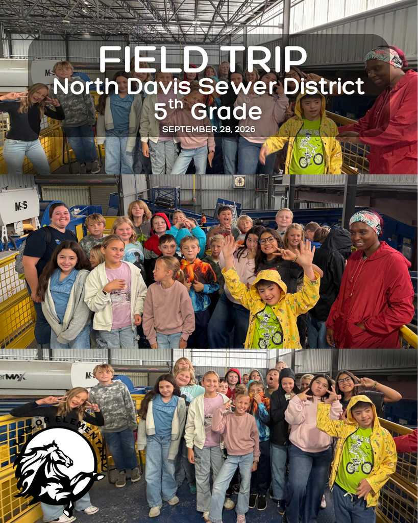 Taylor Elementary Logo - Text: Field Trip, North Davis Sewer District, 5th grade, September 28 2026 - Photos of students