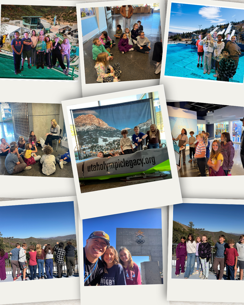 Polaroid style photo collage of students