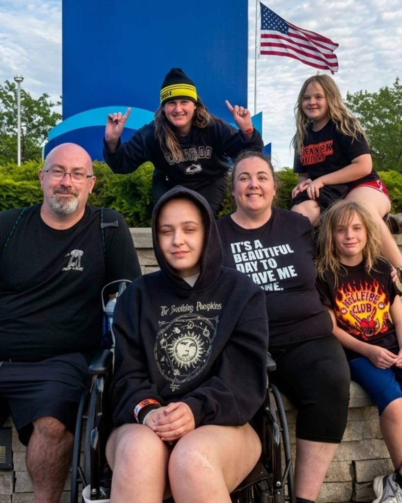 A photo of Samantha Sinsabaugh and her family. 