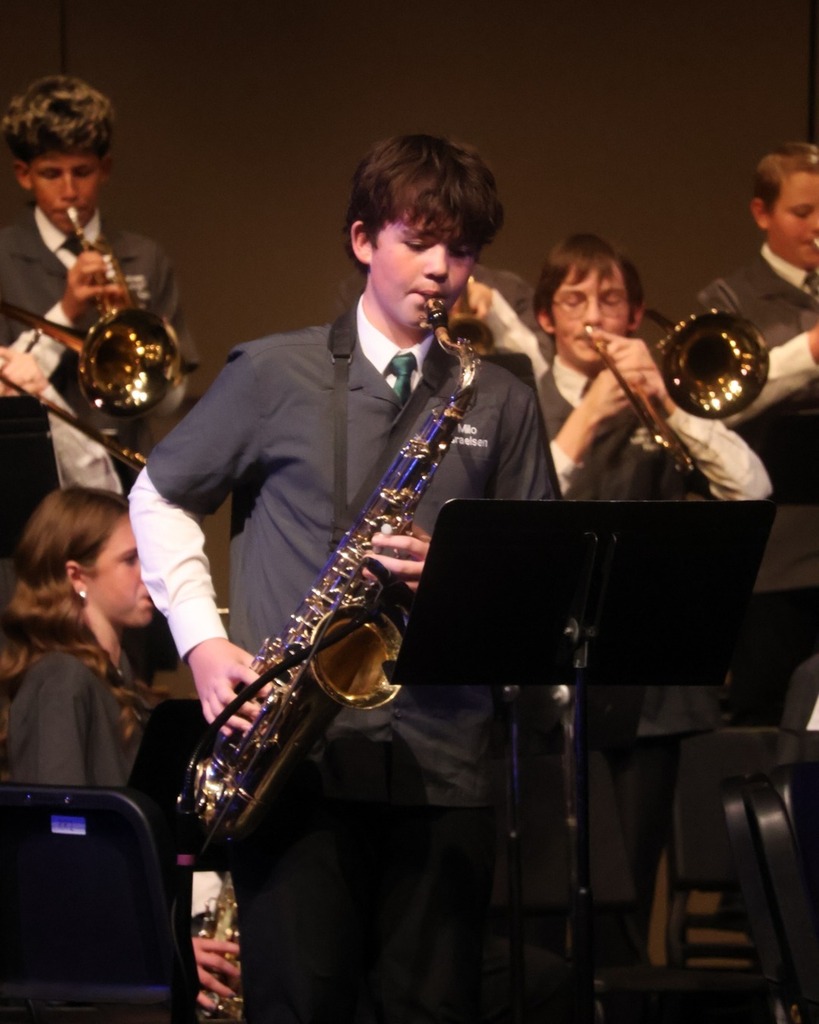 Student playing in the band