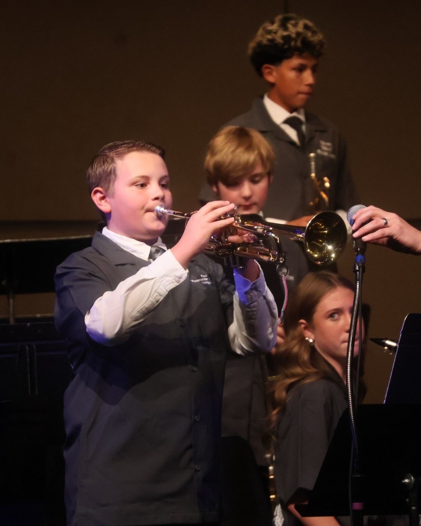 Student playing in the band