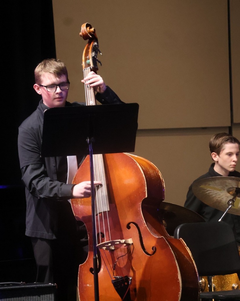 Student playing in the band