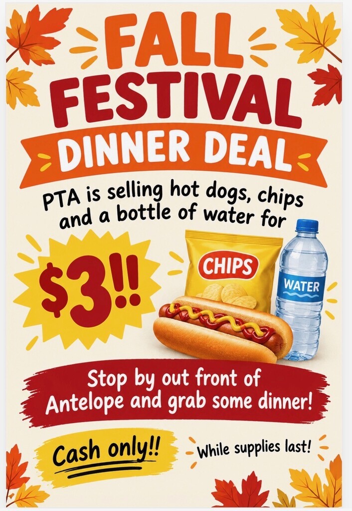 Fall Festival Dinner Deal- Cash Only
