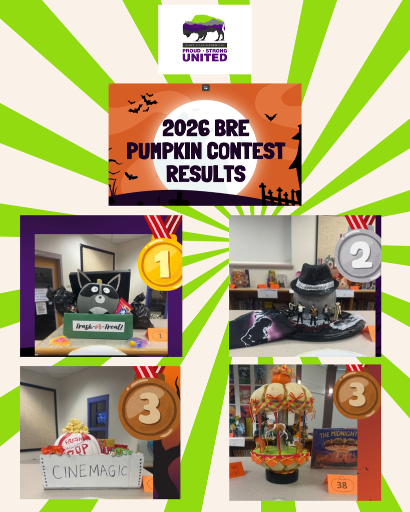 BLUFF RIDGE ELEMENTARY-PROUD, STRONG, UNITED. 2026 BRE PUMPKIN CONTEST RESULTS.