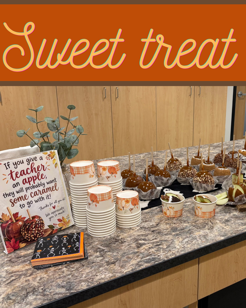 SWEET TREAT- PHOTO OF CARMEL APPLES BROUGHT BY PTO
